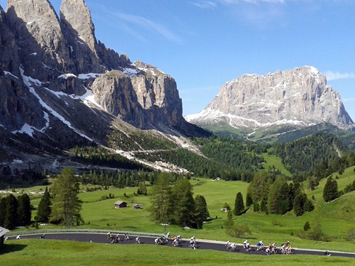 Riders on the Passo Gardena